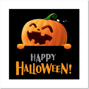 Pumpkin happy Halloween animated cartoon Posters and Art